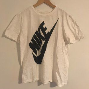 Nike Logo White and Black Graphic Tee Swoosh